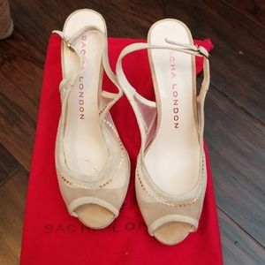 Sacha London Creme Peep Toe Heels